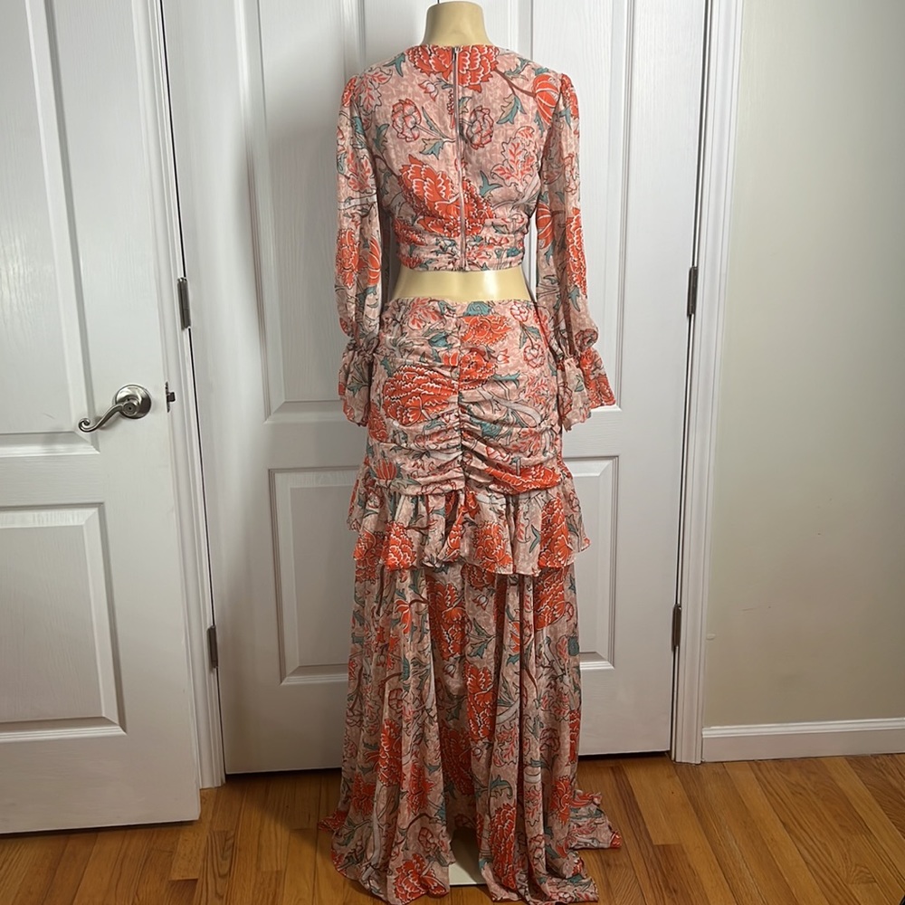 Rose velvet dress, size L, floral print - Picture 2 of 5